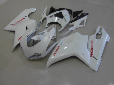 Blanco Perla con Rojo Calcomanías Carenado Ducati 848 1098 1198 07-14