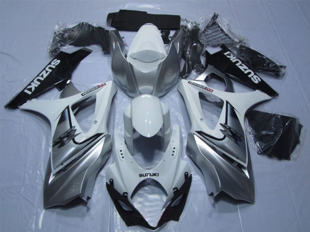 Blanco Plata Negro Carenado & Plástico Suzuki GSXR 1000 K7 07-08