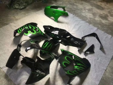 Brillante Negro Verde Llama Carenado Kawasaki ZX9R 00-01