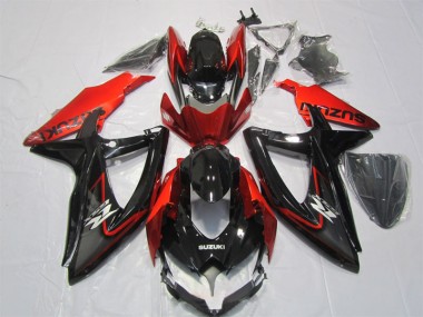 Negro Rojo ABS Kits Carenado Suzuki GSXR 1000 K7 07-08