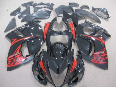 Negro Rojo Carenado & Plástico Suzuki GSXR 1300 Hayabusa 08-19