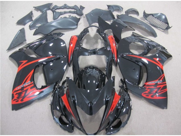 Negro Rojo Carenado & Plástico Suzuki GSXR 1300 Hayabusa 08-19