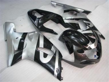 Plata Negro Kit Completo Carenado Suzuki GSXR 600 / 750 K1 K2 K3 01-03